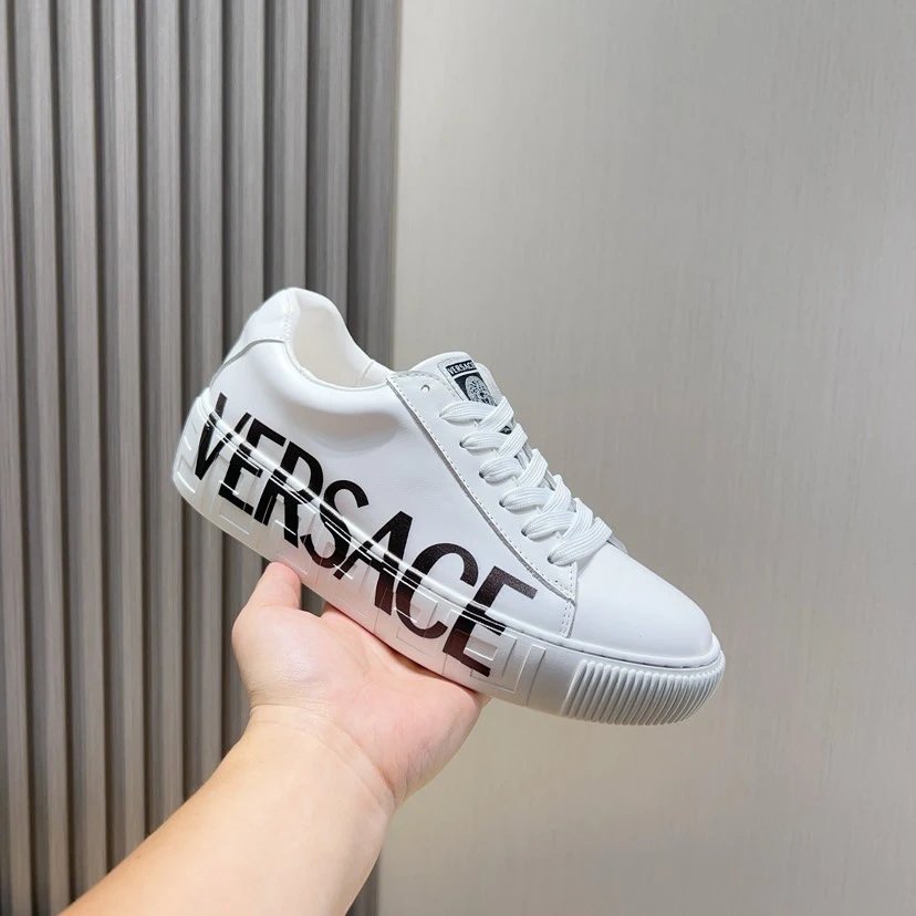 Versace Greca Logo Print Sneaker White Black