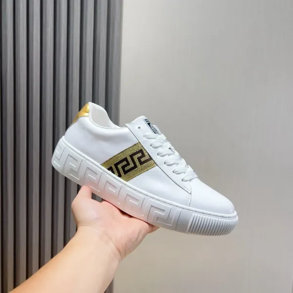 Versace Greca Pattern Low-Top White Sneakers - 9