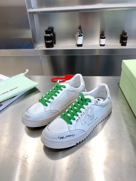 Off-White Diagonal Arrow Low Top White Orange Black Sneakers - 14