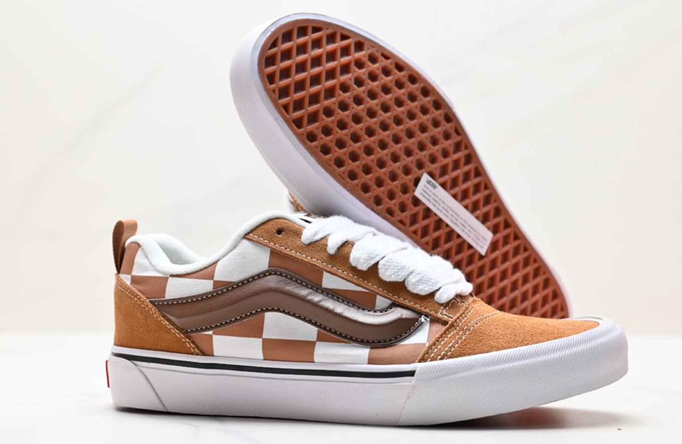 Vans Knu Skool Checkerboard Tan Brown
