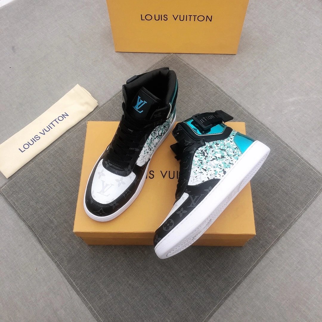 Louis Vuitton Rivoli High Top Black Teal Splatter