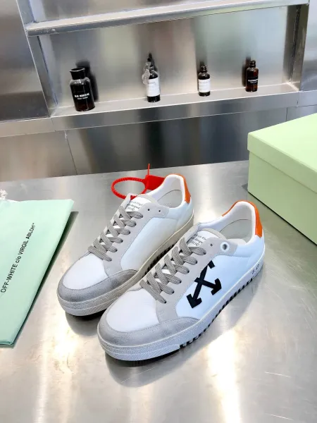 Off-White Diagonal Arrow Low Top White Orange Black Sneakers - 13