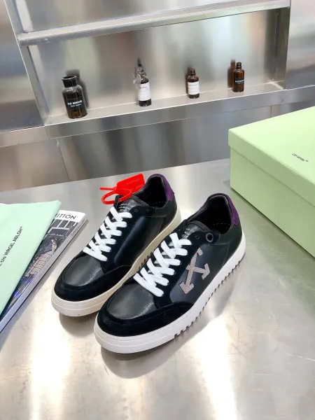 Off-White Diagonal Arrow Low Top White Orange Black Sneakers - 12