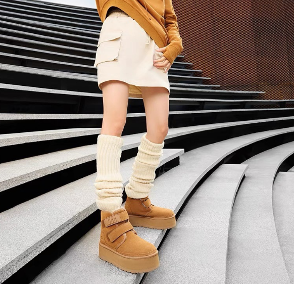 UGG Classic Mini Fluff with Aztec Trim Tan Boots Snow Boots - 32