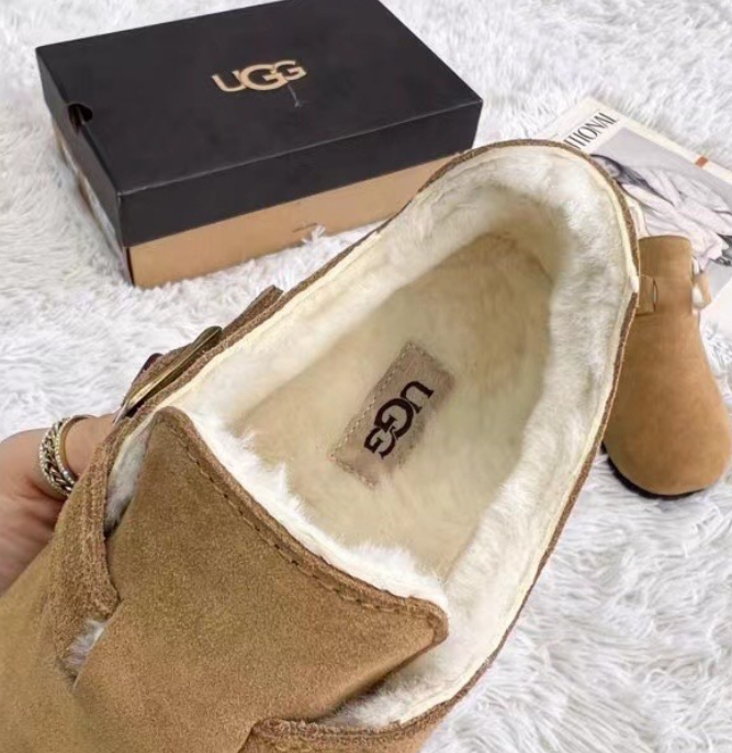 UGG Tasman Suede Slip-On Beige Brown Chunky Sole Slippers Sandals - 24