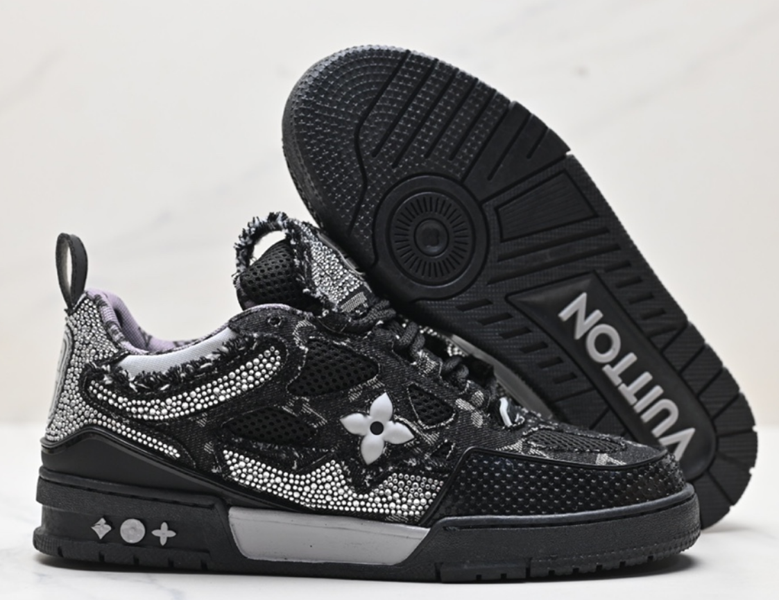 Louis Vuitton LV Skate Sneaker Black Monogram Crystal