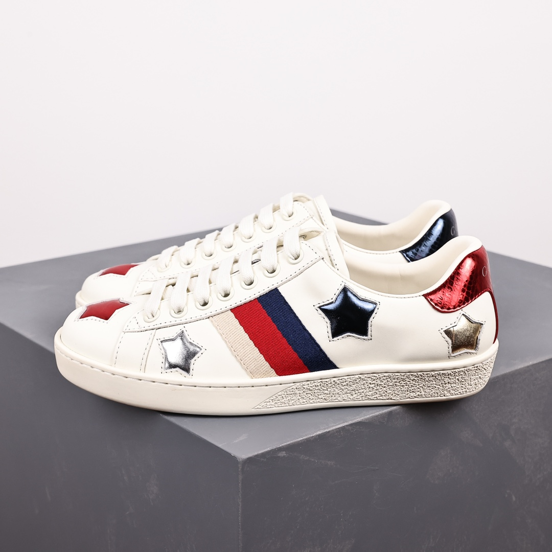 Gucci Ace Stars Embroidered Low White