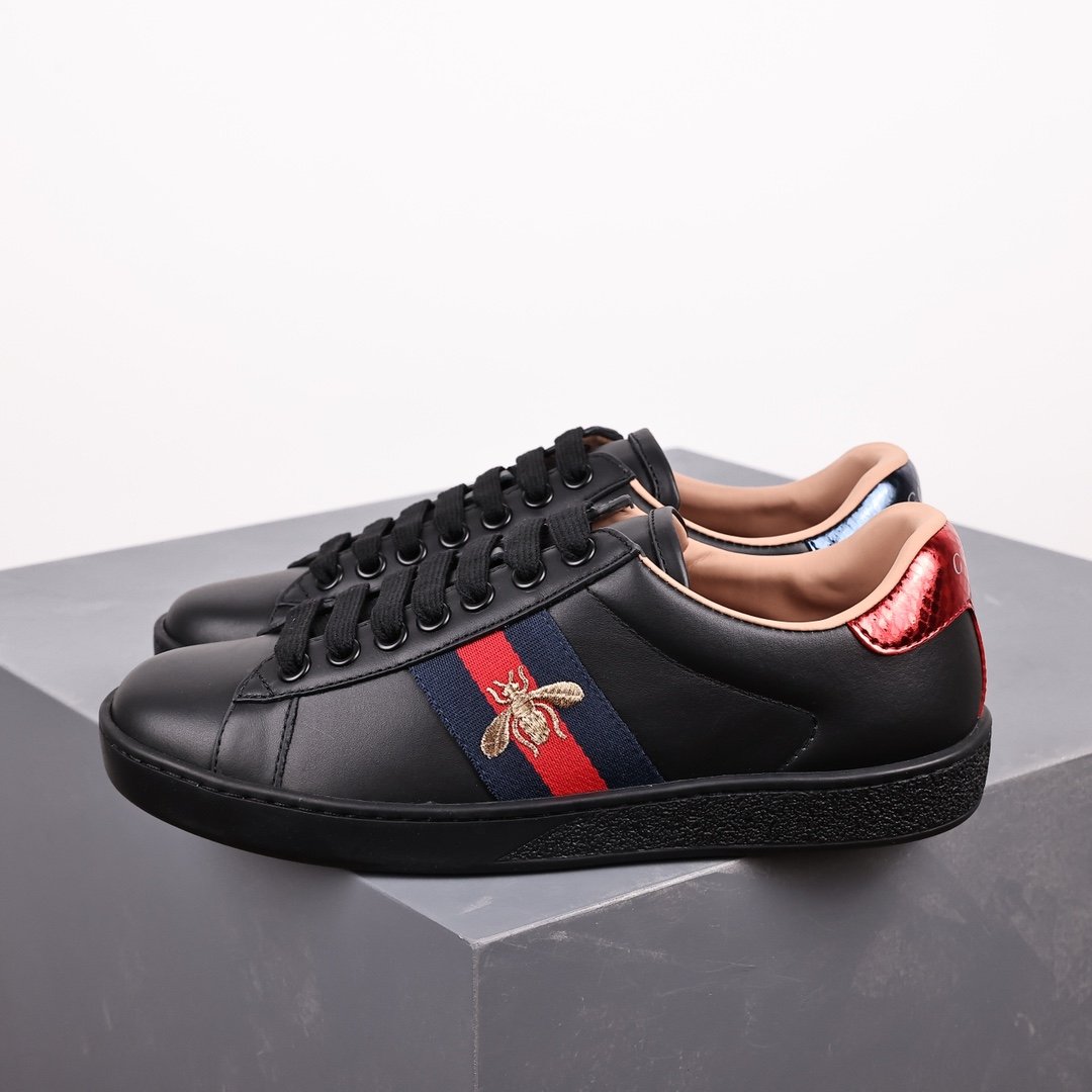 Gucci Ace Bee Embroidered Low Black