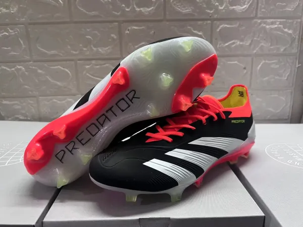 Adidas Predator Black / Neon Red / White FG Soccer Cleats Sneakers - 1