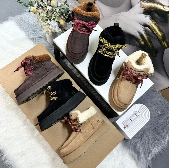 UGG Casual Shoes Fur-Lined Lace-Up Platform Sneakers product detail image 17
