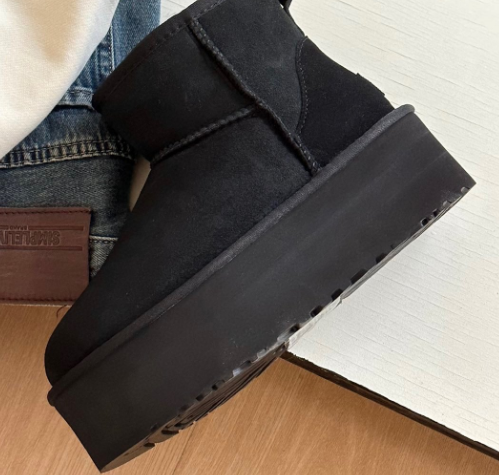 UGG Classic Mini Fluff with Aztec Trim Tan Boots Snow Boots - 24