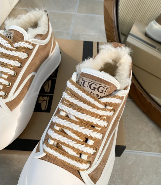 UGG Casual Shoes Fur-Lined Lace-Up Platform Sneakers product detail image 5