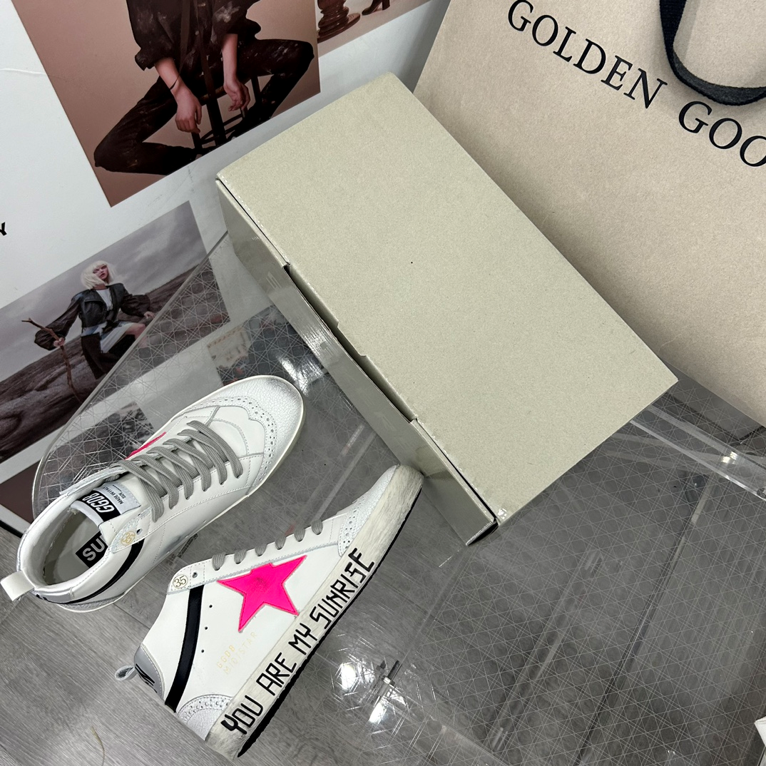 Golden Goose Super-Star Love Is Everything Leopard Print White Sneakers - 12
