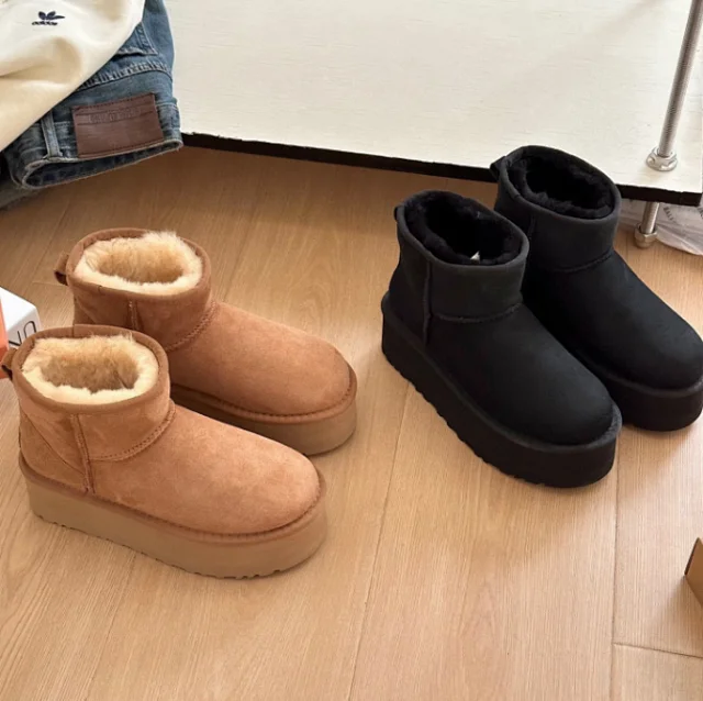 UGG Casual Shoes Fur-Lined Lace-Up Platform Sneakers product detail image 21