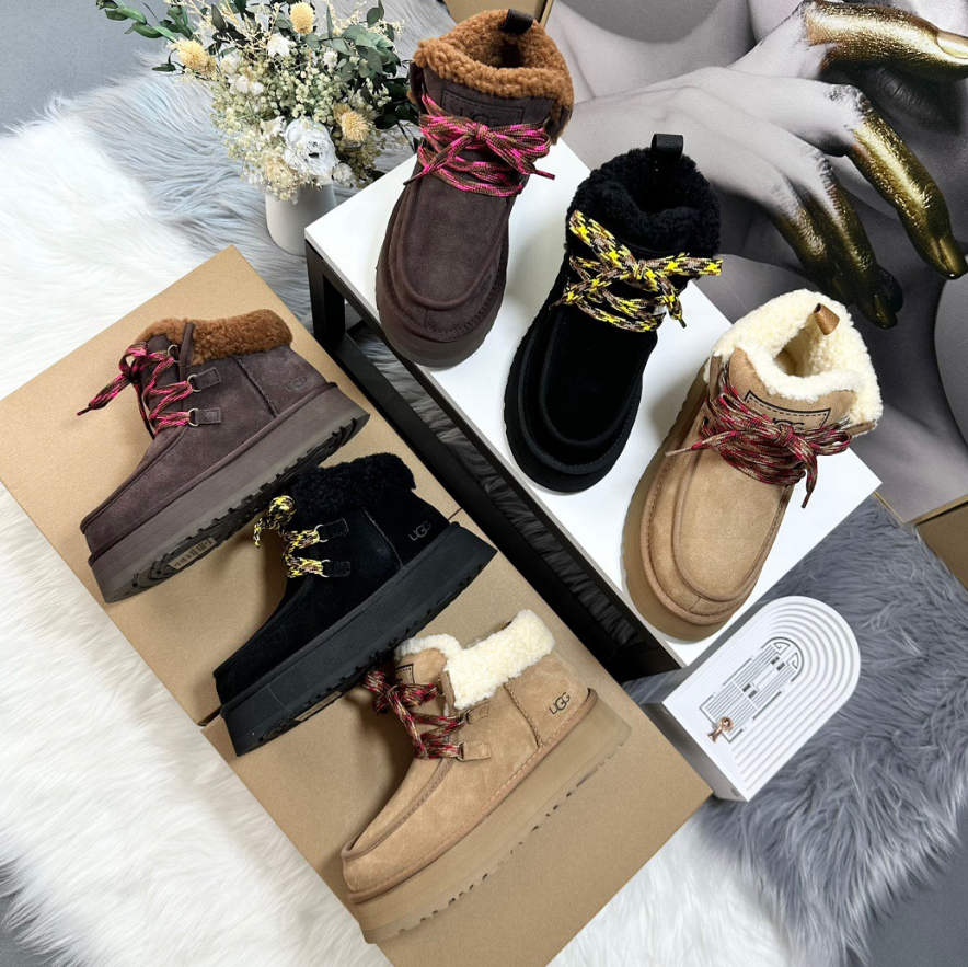 UGG Casual Shoes Fur-Lined Lace-Up Platform Sneakers image 6