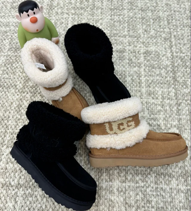 UGG Casual Shoes Fur-Lined Lace-Up Platform Sneakers product detail image 14