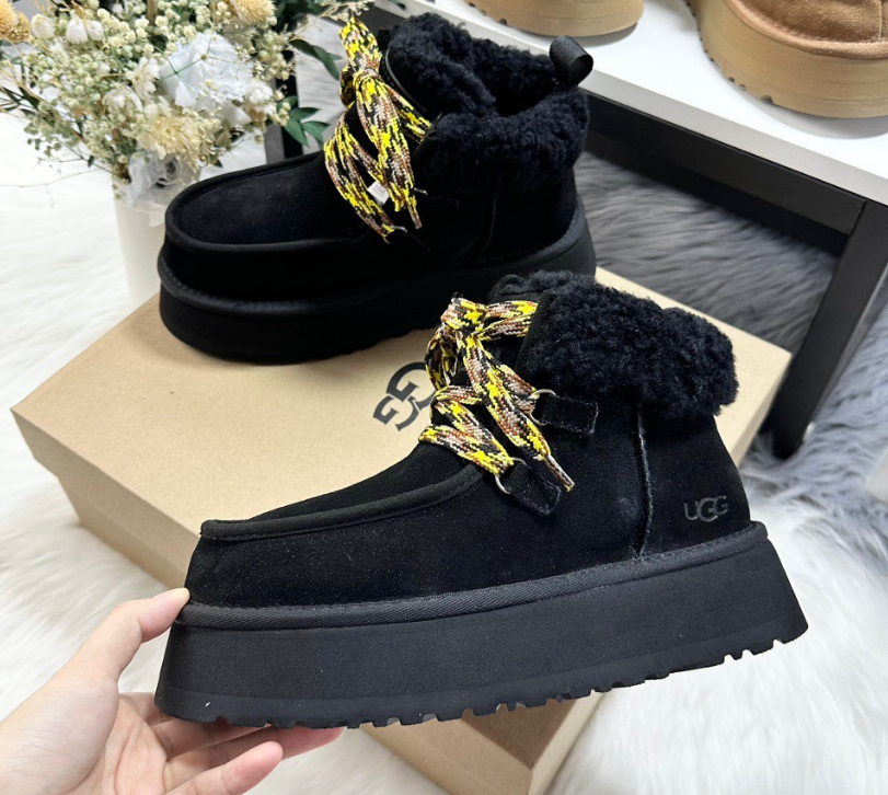 UGG Classic Mini Fluff with Aztec Trim Tan Boots Snow Boots - 20