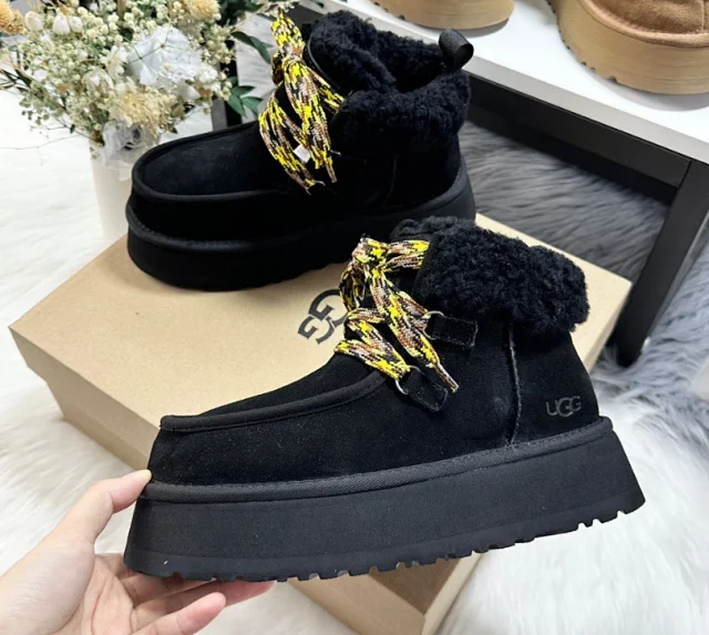 UGG Casual Shoes Fur-Lined Lace-Up Platform Sneakers product detail image 18