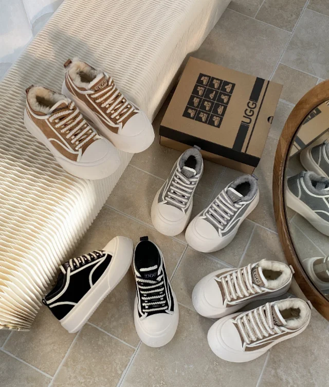 UGG Casual Shoes Fur-Lined Lace-Up Platform Sneakers product detail image 2