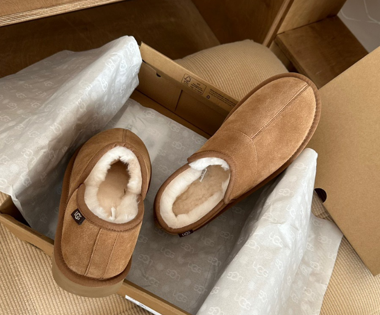 UGG Tasman Suede Slip-On Beige Brown Chunky Sole Slippers Sandals - 10