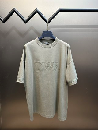 Dior Oblique Logo Embroidered T-Shirt Light Blue T-Shirt - 3