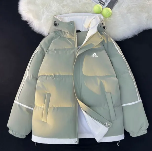 Adidas Down Jacket Black-White Contrast Puffer Outerwear - 6