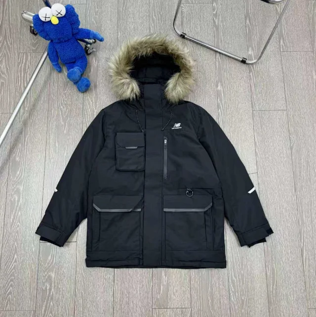 New Balance Down Jackets Hooded puffer styles, including faux-fur-trim hood options product detail image 4