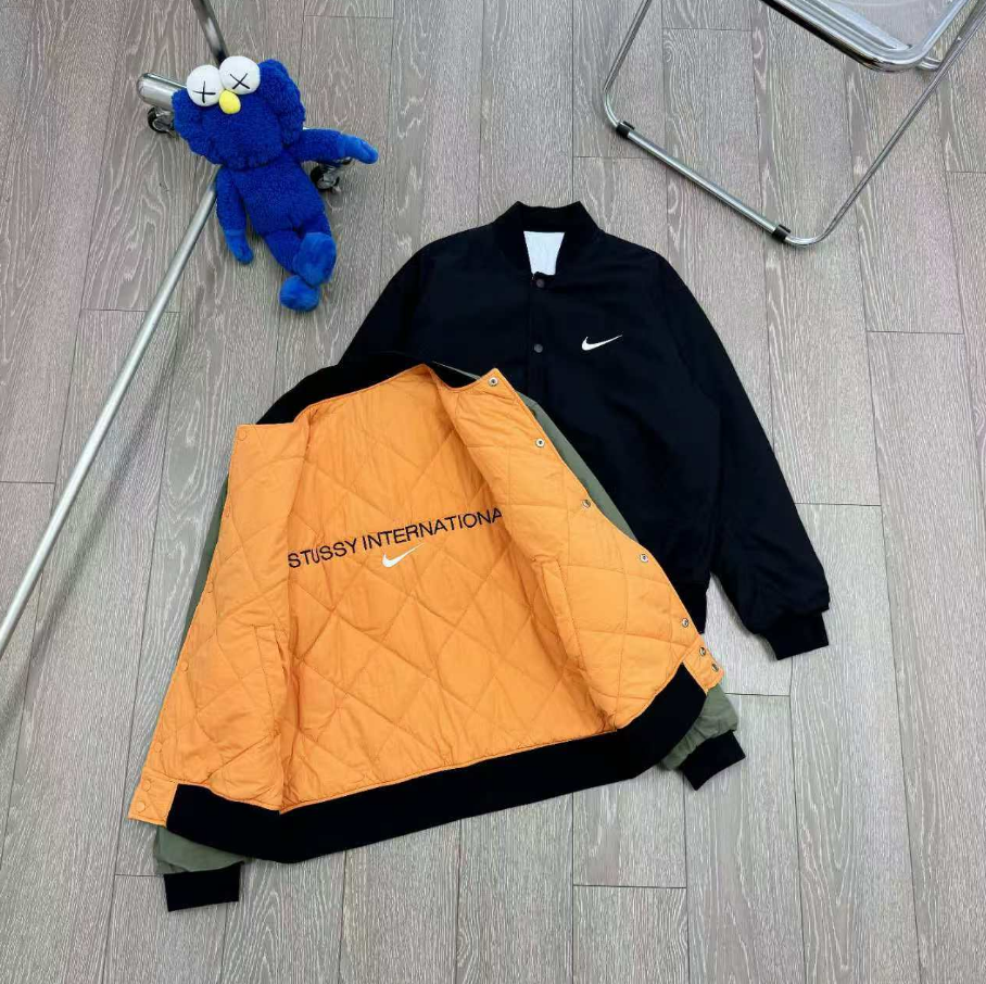 Nike x Stussy International Reversible Bomber Jacket Black Orange