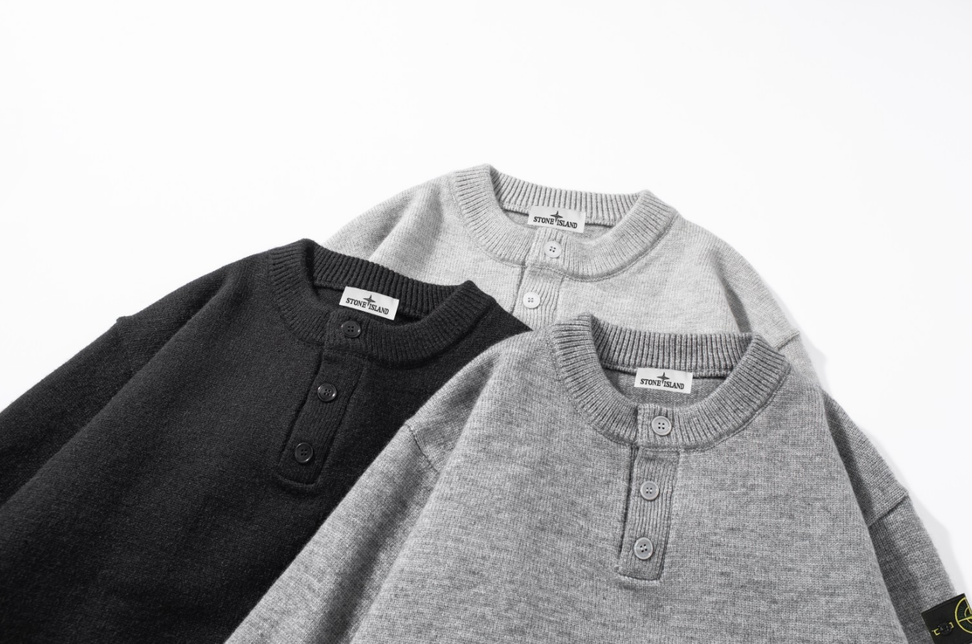 Stone Island Knitwear Button-Placket Crewneck Sweater image 2