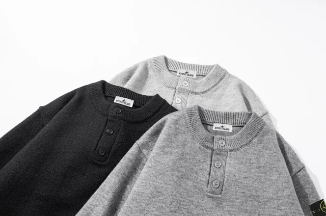 Stone Island Knitwear Button-Placket Crewneck Sweater product detail image 3