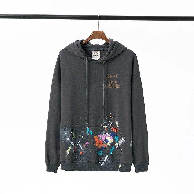Gallery Dept. Paint Splatter Hoodie Charcoal
