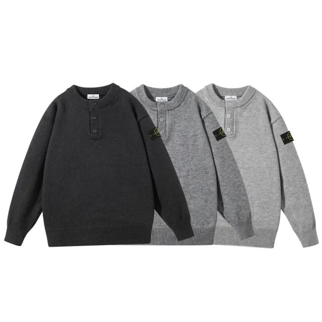 Stone Island Knitwear Button-Placket Crewneck Sweater product detail image 2