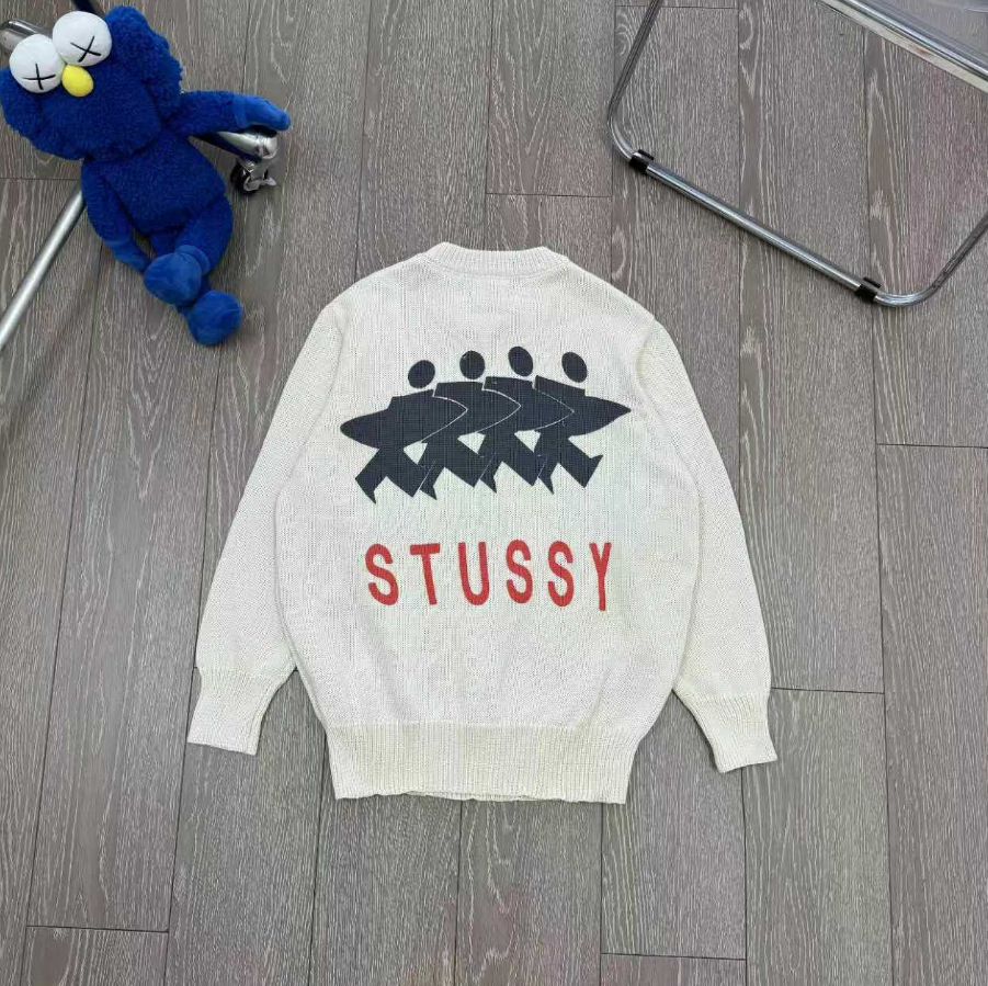 Stüssy Classic Rib Knit Sweater Charcoal Gray Sweater - 5