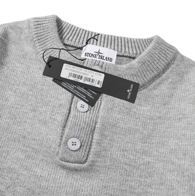 Stone Island Knitwear Button-Placket Crewneck Sweater product detail image 7