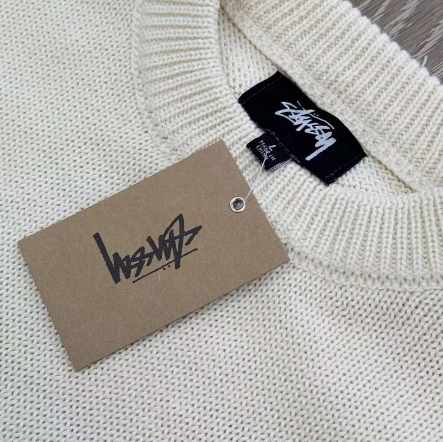 Stüssy Classic Rib Knit Sweater Charcoal Gray Sweater - 8