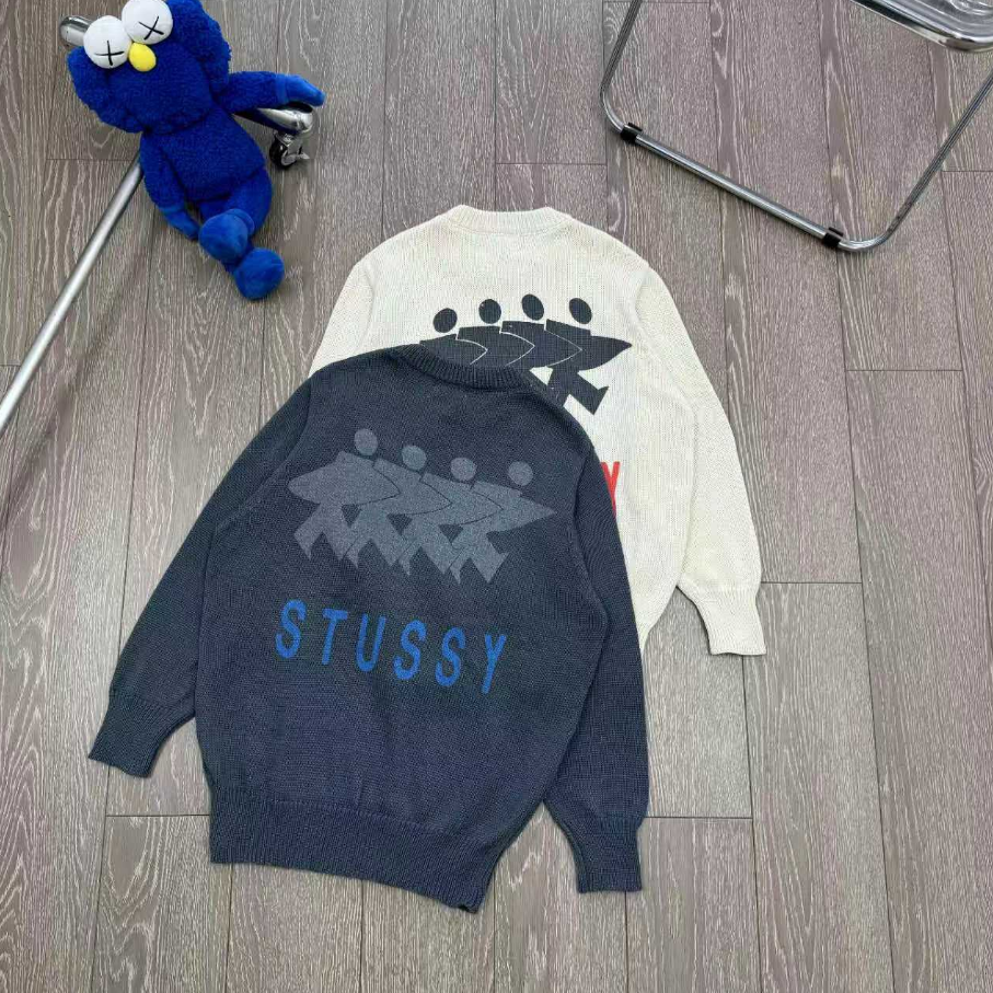 Stüssy Classic Rib Knit Sweater Charcoal Gray Sweater - 4
