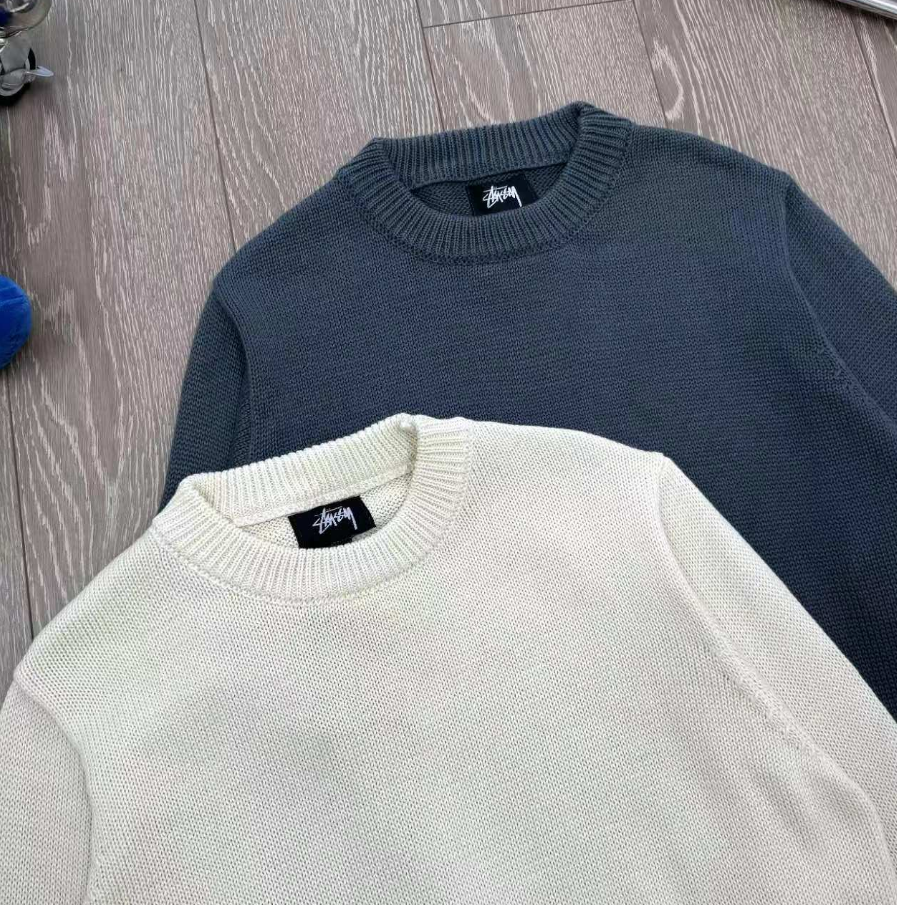 Stüssy Classic Rib Knit Sweater Charcoal Gray Sweater - 7