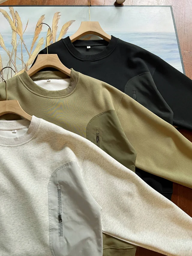 Unbranded Hoodies & Sweatshirts Crewneck sweatshirt with contrast zip pocket product detail image 4