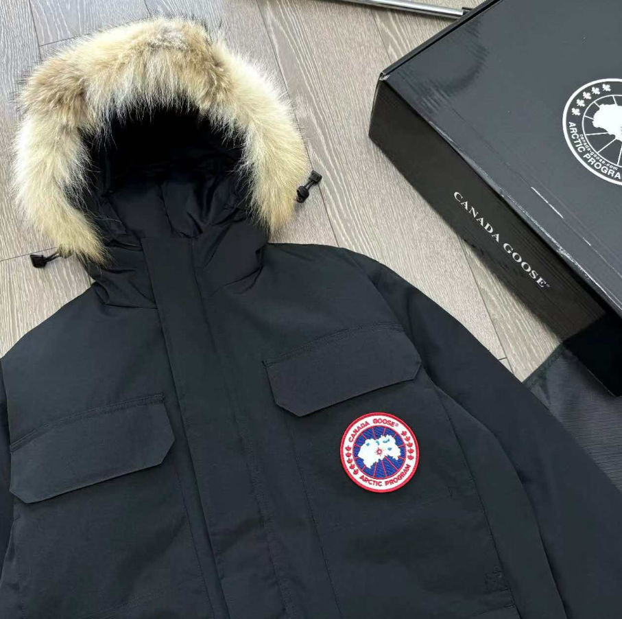 Canada Goose Expedition Parka Black with Raccoon Fur Trim - 15