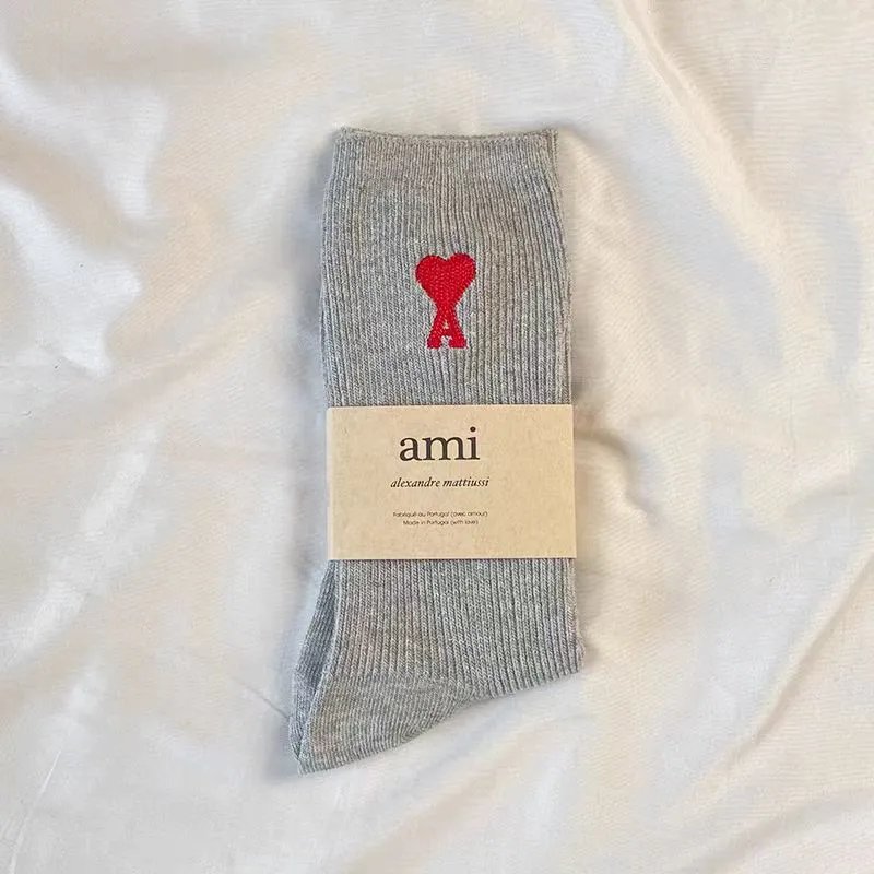 Ami Paris De Coeur Ankle Socks Mint Red