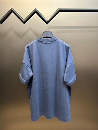 Dior Oblique Logo Embroidered T-Shirt Light Blue T-Shirt - 5