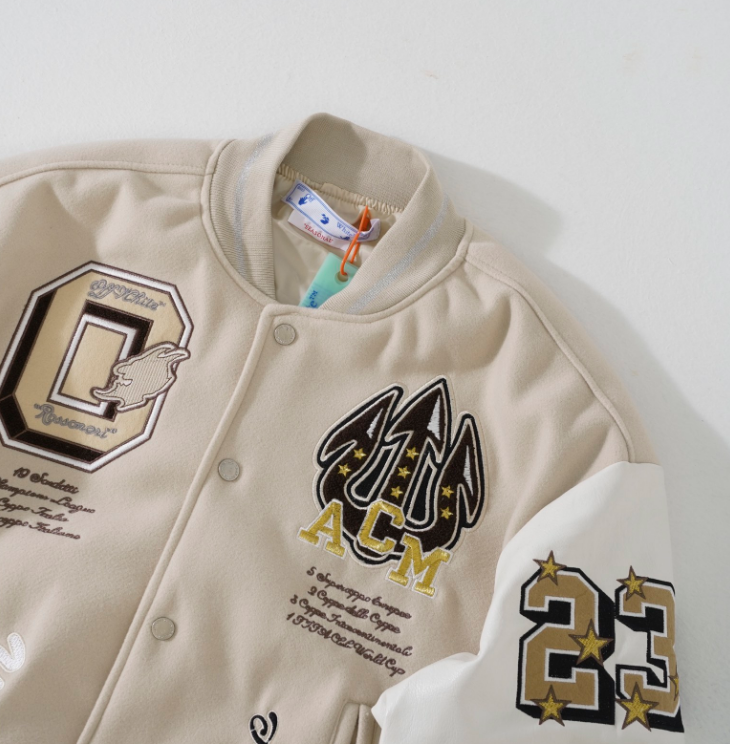 ACM x Off-White Collaborative Varsity Jacket Beige - 8
