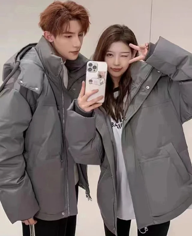 AMI Paris Down Jackets Hooded puffer jacket with flap shoulder panels product detail image 6