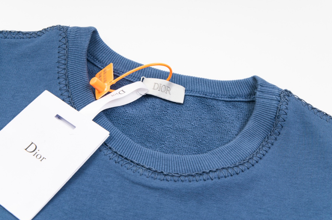 Dior x Stone Island Logo Embroidered Navy Hoodie - 5