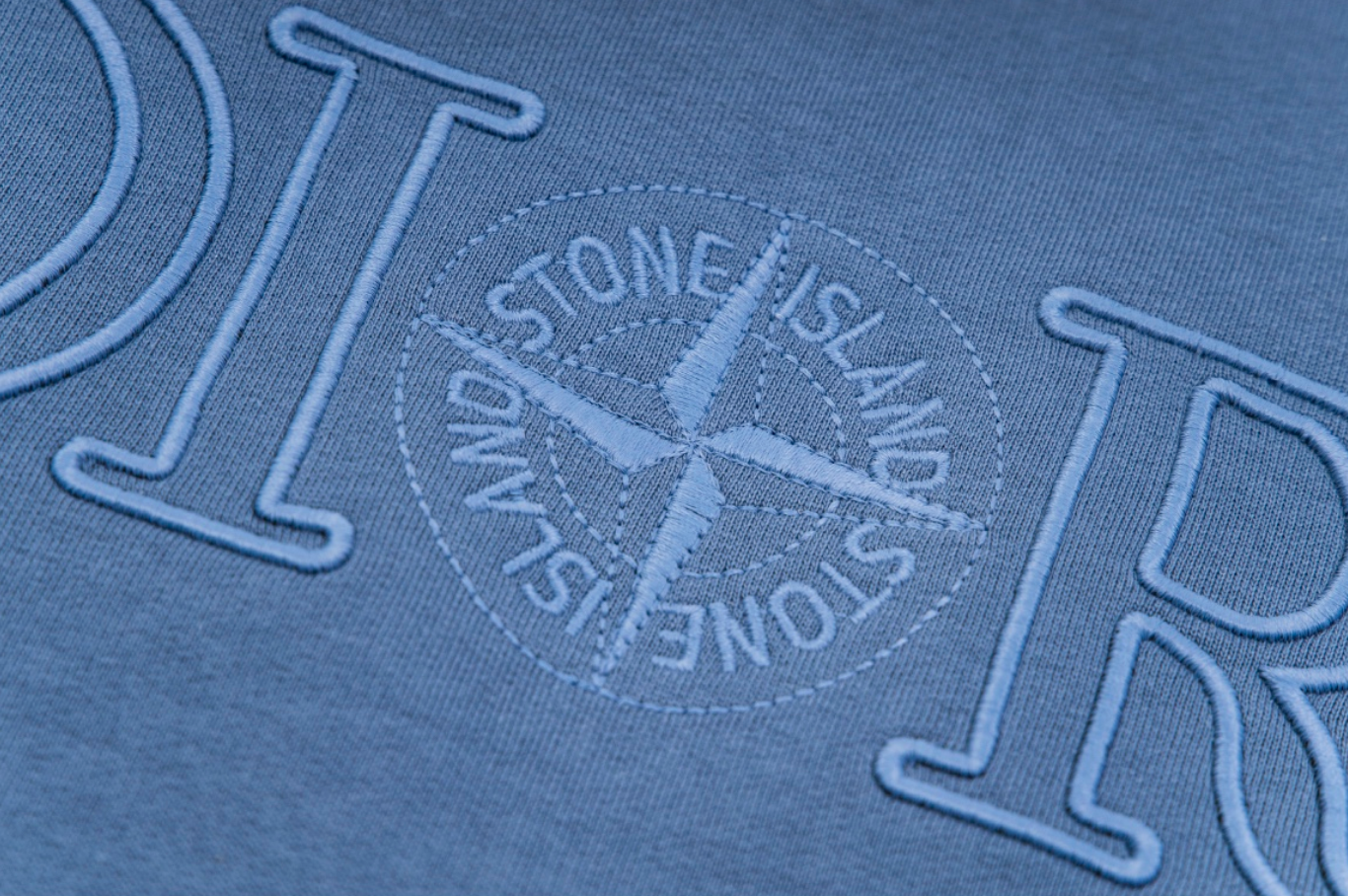 Dior x Stone Island Logo Embroidered Navy Hoodie - 7