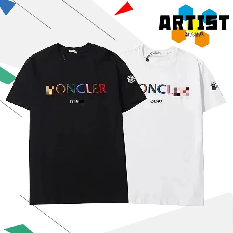 Summer new MC letter embroidered men and women loose cotton casual versatile round neck short sleeved T-shirt for couples