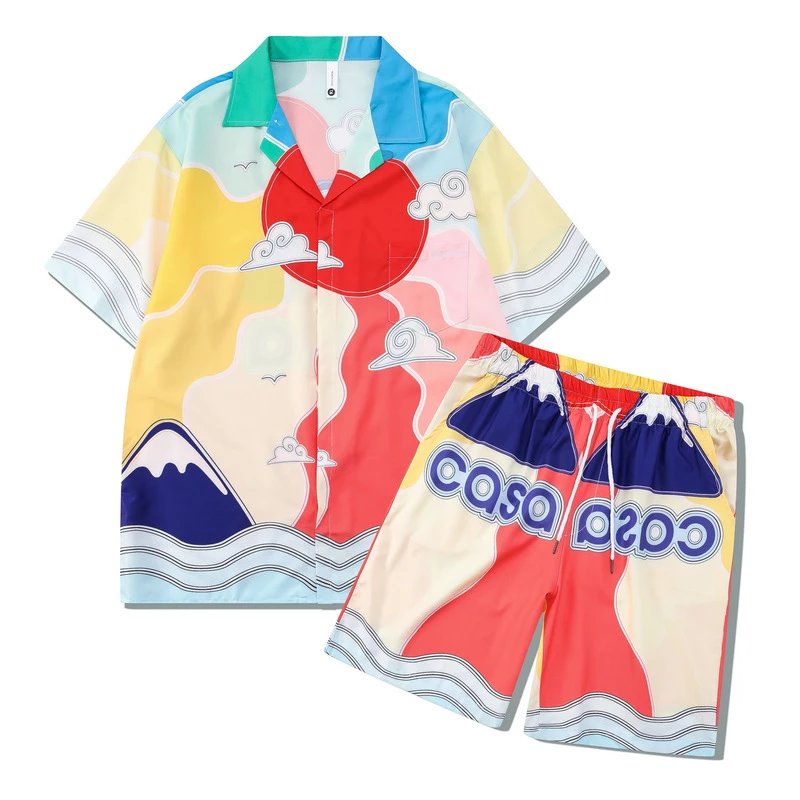 Unbranded Matching Sets Short-Sleeve Printed Shirt and Shorts Set image 12