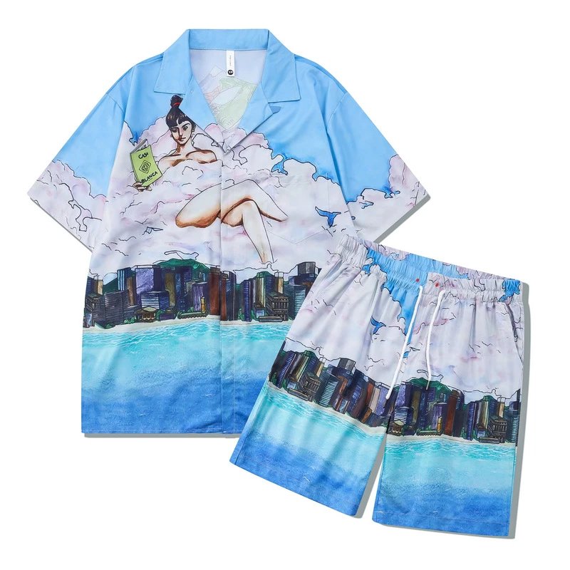 Unbranded Matching Sets Short-Sleeve Printed Shirt and Shorts Set image 14