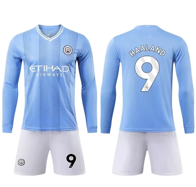 Manchester City FC Football Jerseys Short-sleeve jersey and shorts set with player name number print product detail image 13