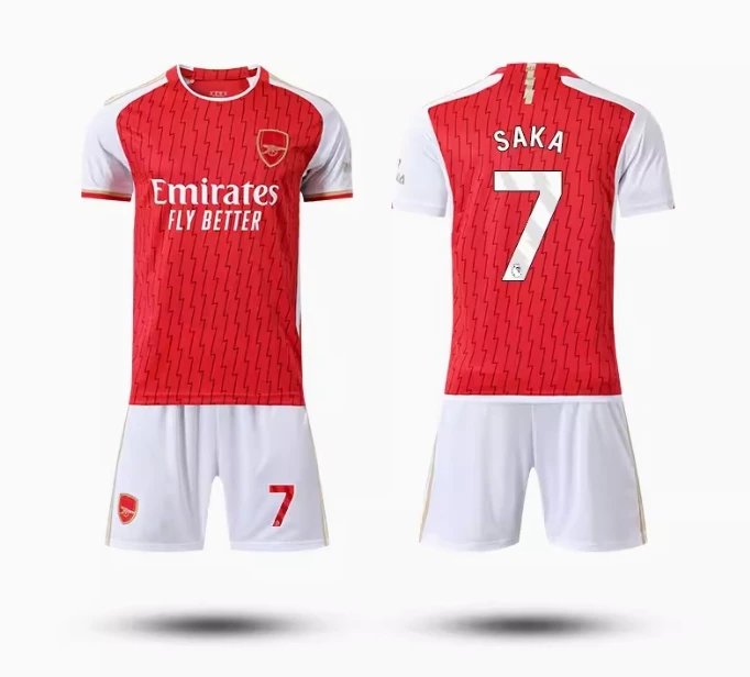 Design Red and White Soccer Jersey Set - 16